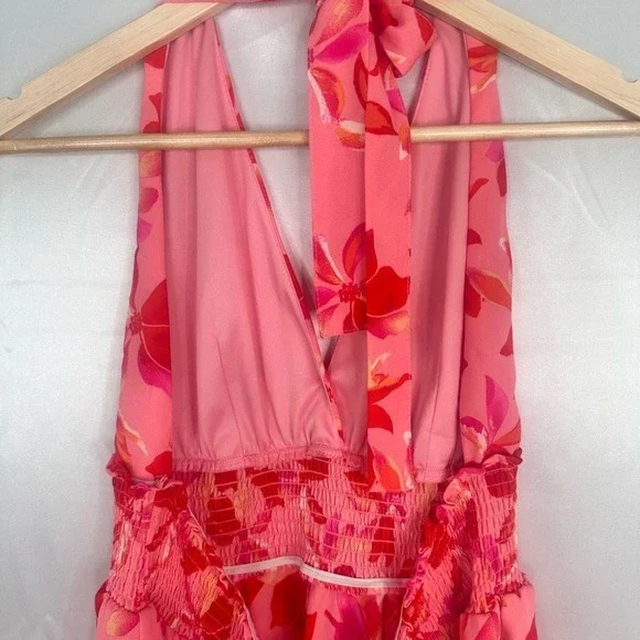Madden NYC floral‎ flare halter dress with gathered waist size Large - Picture 10 of 12